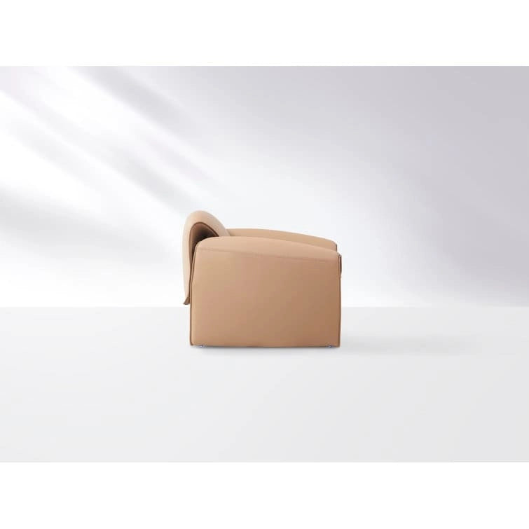 Curved Vegan Leather Armchair with High-Density Foam & Steel Frame