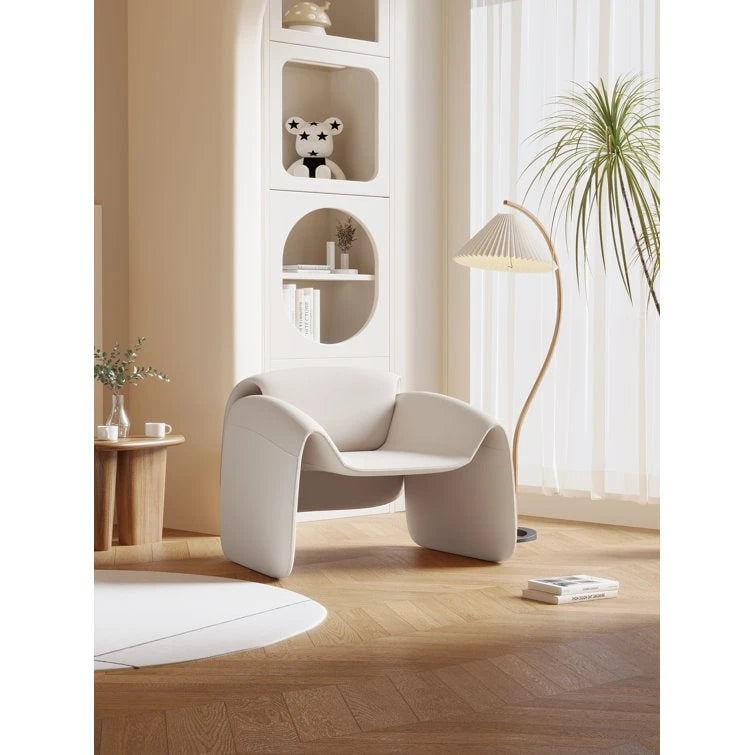 Curved Vegan Leather Armchair with High-Density Foam & Steel Frame