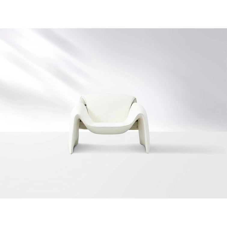 Curved Vegan Leather Armchair with High-Density Foam & Steel Frame
