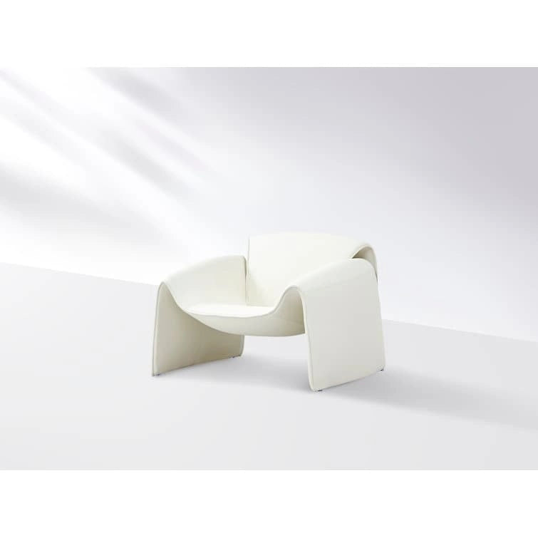 Curved Vegan Leather Armchair with High-Density Foam & Steel Frame