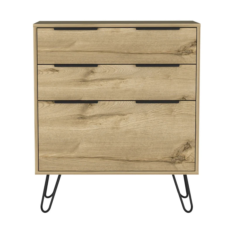 3-Drawer Dresser with Hairpin Legs & Wide Display Top