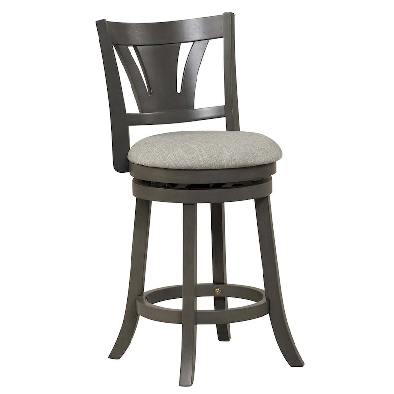 Swivel Counter Height Bar Stool with Fabric Cushion & Solid Wood Legs