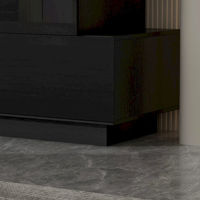 6-Drawer High Gloss Dresser Chest with Offset Design, Black or White
