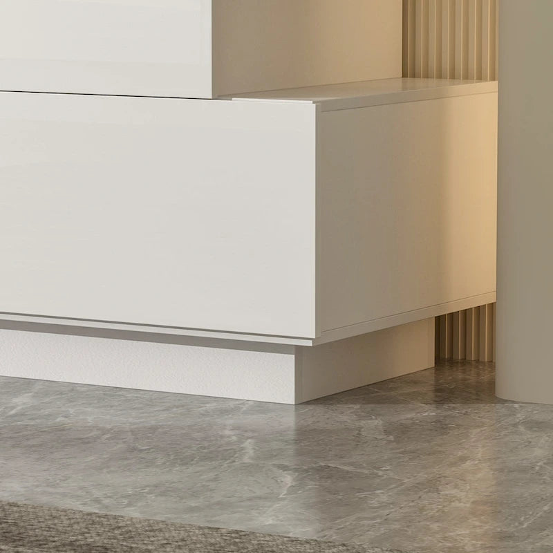 6-Drawer High Gloss Dresser Chest with Offset Design, Black or White