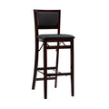 Foldable Bar Stool with Faux Leather Cushion & Espresso Wood Frame