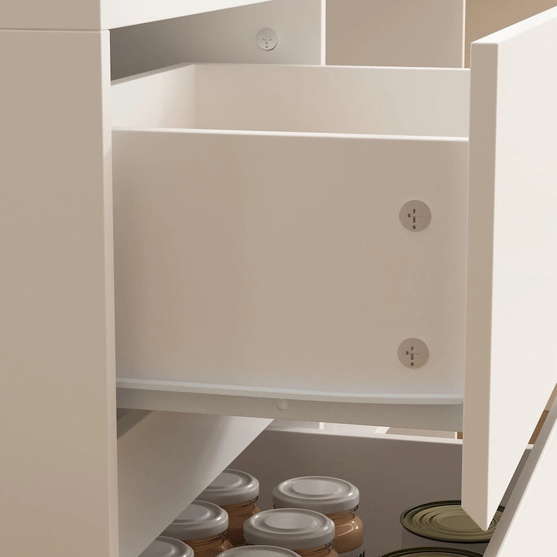 Multifunctional Kitchen Island Table with Drawers, Doors & Open Compartments
