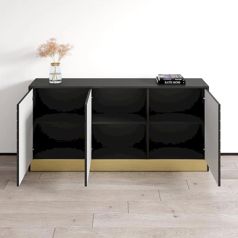 Modern High Gloss Sideboard Buffet Cabinet with Matte Body, 2 Colors