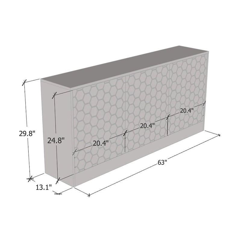 Modern High Gloss Sideboard Buffet Cabinet with Matte Body, 2 Colors