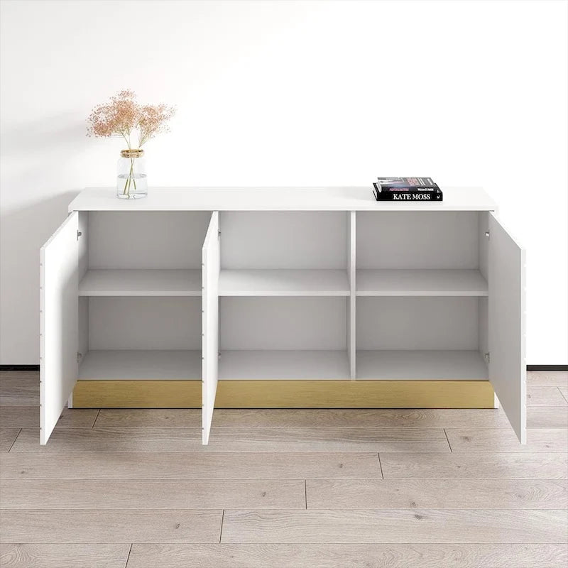Modern High Gloss Sideboard Buffet Cabinet with Matte Body, 2 Colors