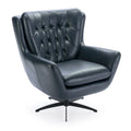 Tufted Faux Leather Swivel Accent Chair with Flared Arms & 5-Star Base
