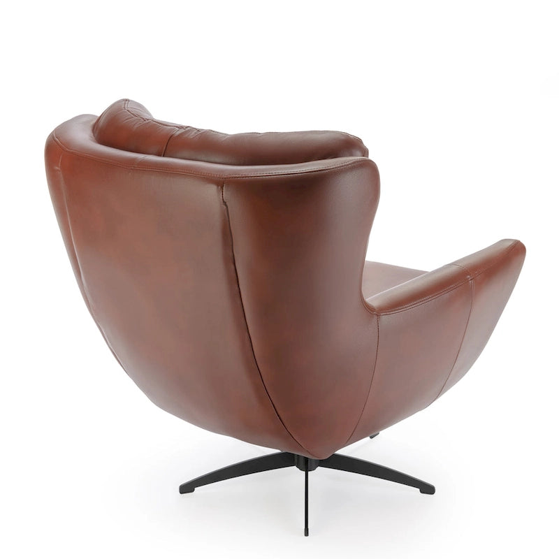 Tufted Faux Leather Swivel Accent Chair with Flared Arms & 5-Star Base