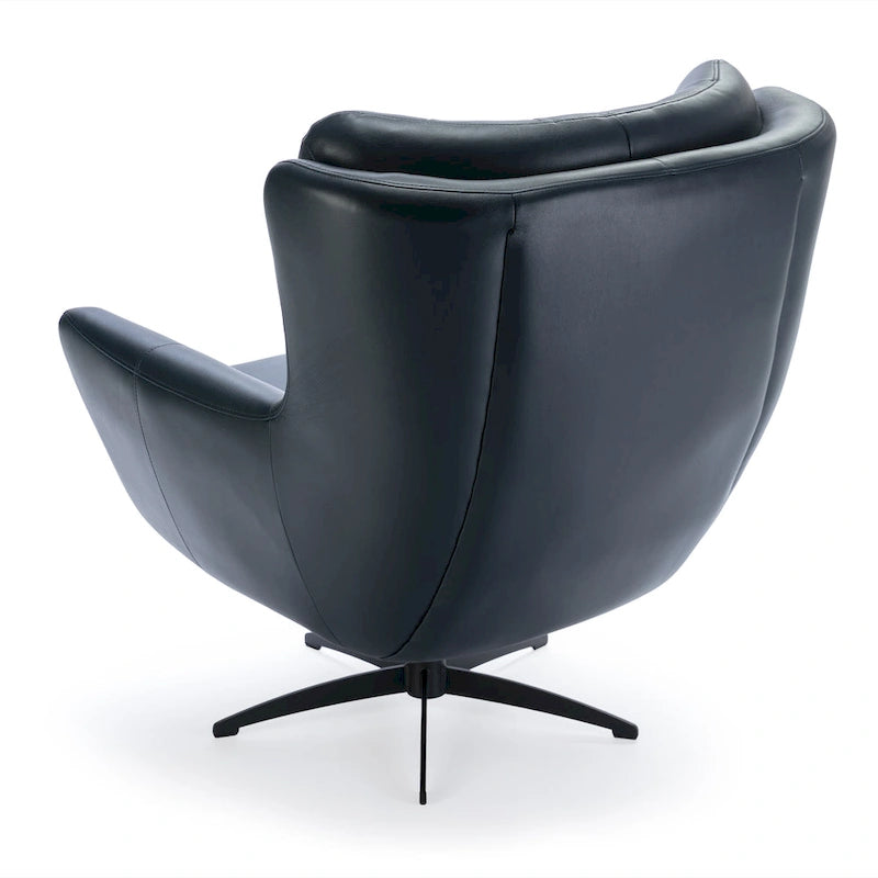 Tufted Faux Leather Swivel Accent Chair with Flared Arms & 5-Star Base
