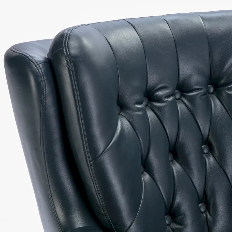 Tufted Faux Leather Swivel Accent Chair with Flared Arms & 5-Star Base