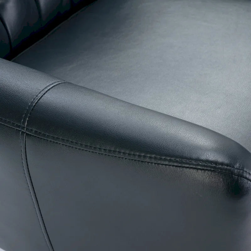 Tufted Faux Leather Swivel Accent Chair with Flared Arms & 5-Star Base