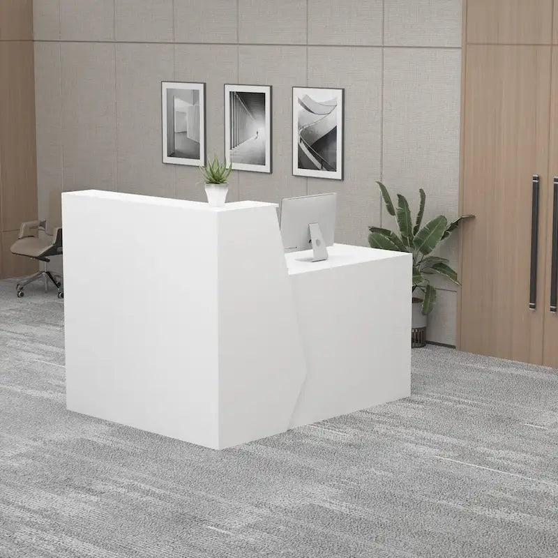 L-Shaped Reception Desk with Lockable Storage, Printer Shelf & File Drawer