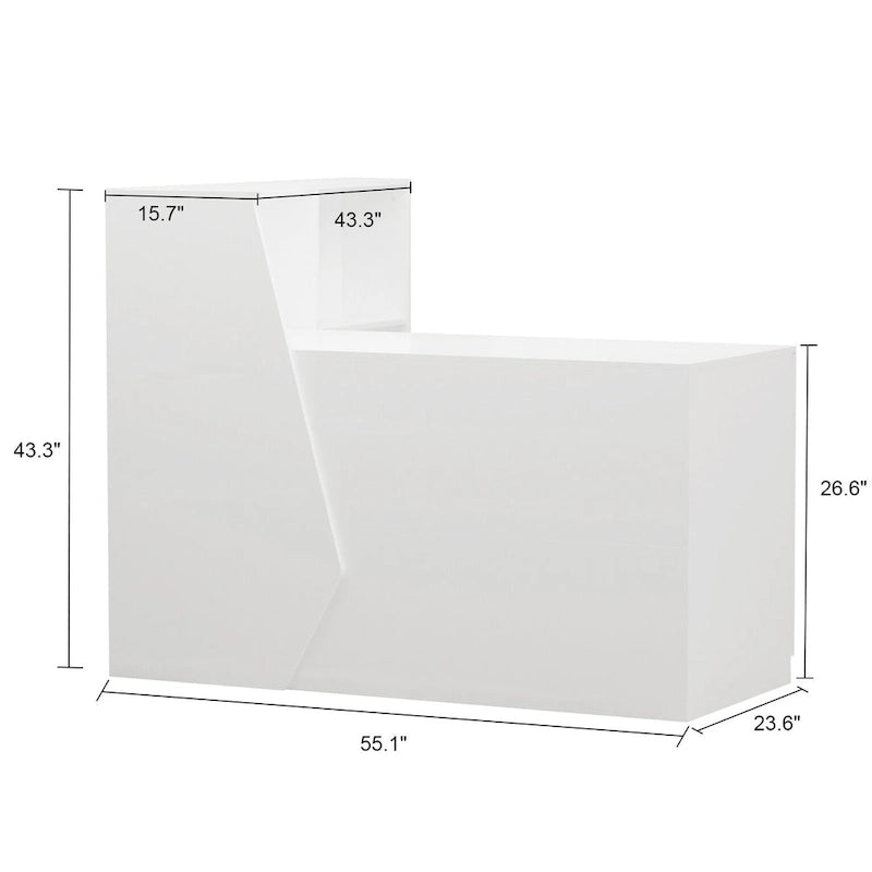 L-Shaped Reception Desk with Lockable Storage, Printer Shelf & File Drawer