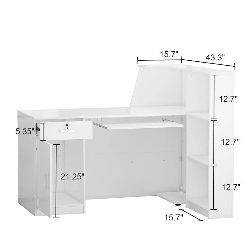 L-Shaped Reception Desk with Lockable Storage, Printer Shelf & File Drawer