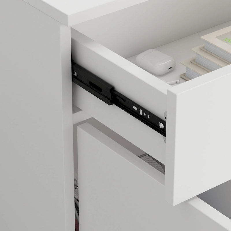 L-Shaped Reception Desk with Lockable Storage, Printer Shelf & File Drawer