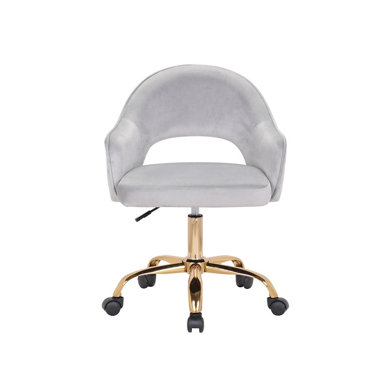 Velvet Swivel Office Chair with Adjustable Height & Gold Chrome Legs