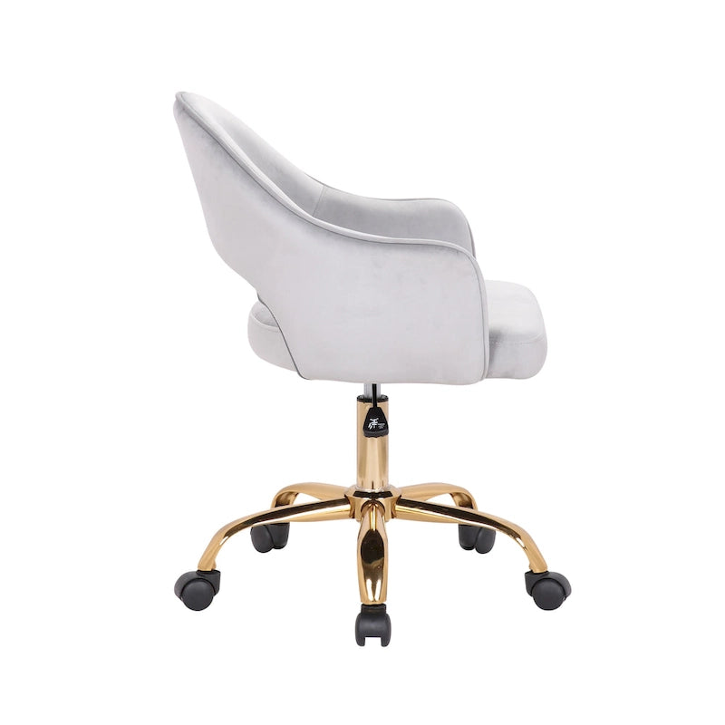 Velvet Swivel Office Chair with Adjustable Height & Gold Chrome Legs