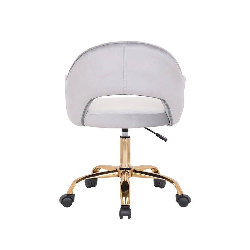 Velvet Swivel Office Chair with Adjustable Height & Gold Chrome Legs