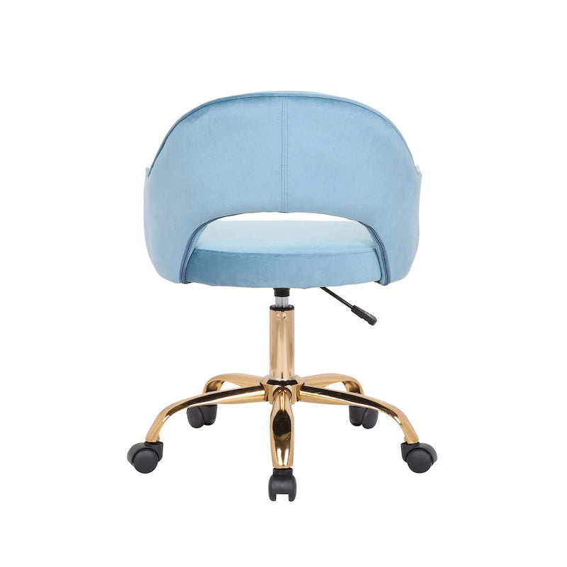 Velvet Swivel Office Chair with Adjustable Height & Gold Chrome Legs