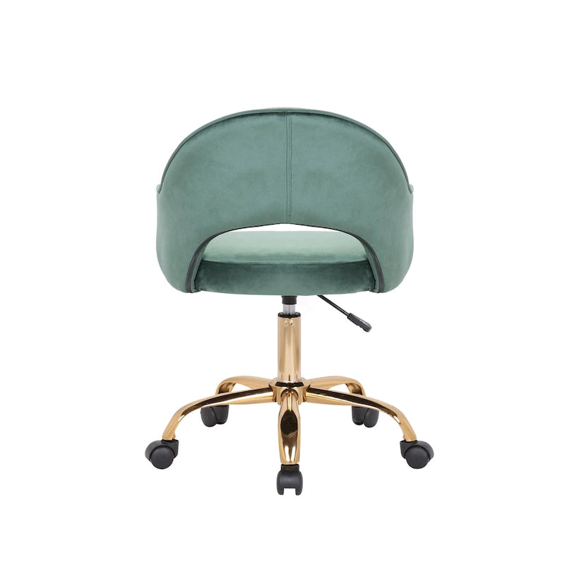 Velvet Swivel Office Chair with Adjustable Height & Gold Chrome Legs
