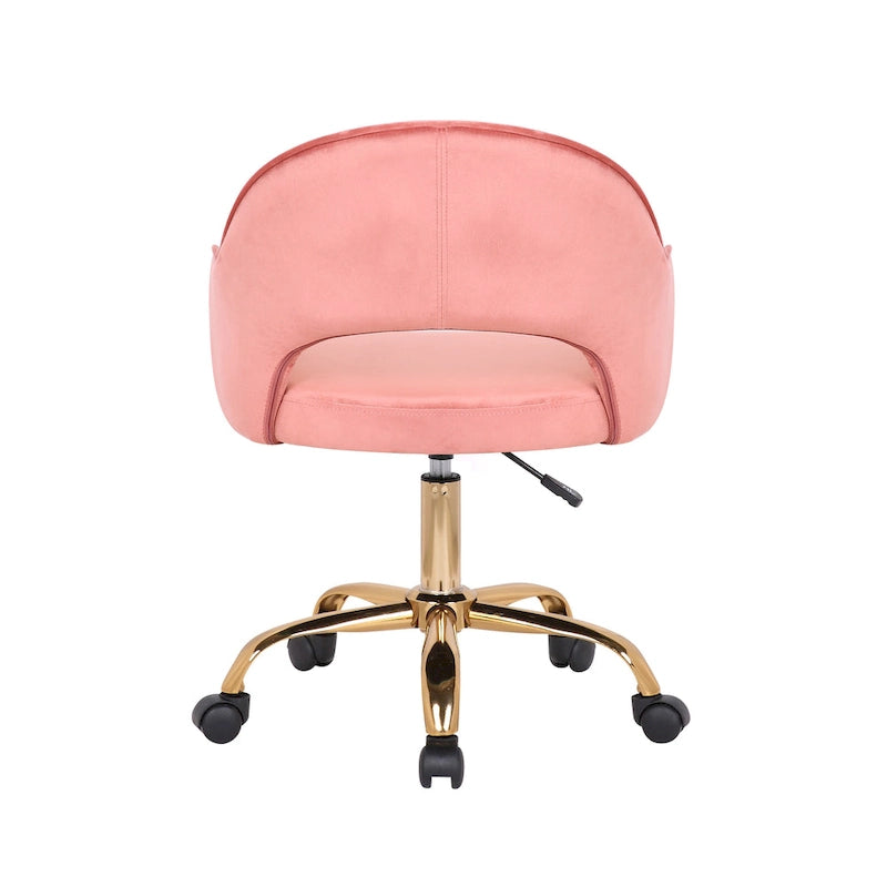 Velvet Swivel Office Chair with Adjustable Height & Gold Chrome Legs