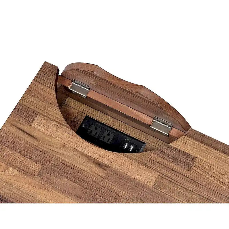 Industrial Wooden Desk with 3 Drawers, Built-in USB Port & Power Outlet