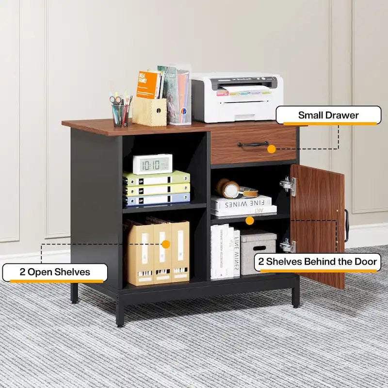 63" L-Shaped Executive Desk with Side File Cabinet & Privacy Panel