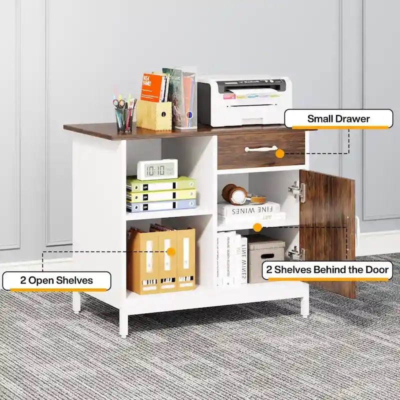 63" L-Shaped Executive Desk with Side File Cabinet & Privacy Panel