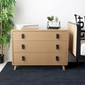 Retro-Modern 3-Drawer Storage Chest with Metal Hardware, Bedroom & Living Room