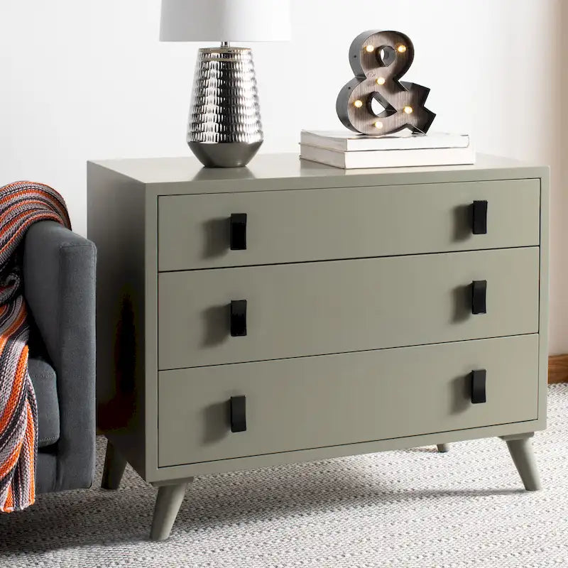 Retro-Modern 3-Drawer Storage Chest with Metal Hardware, Bedroom & Living Room