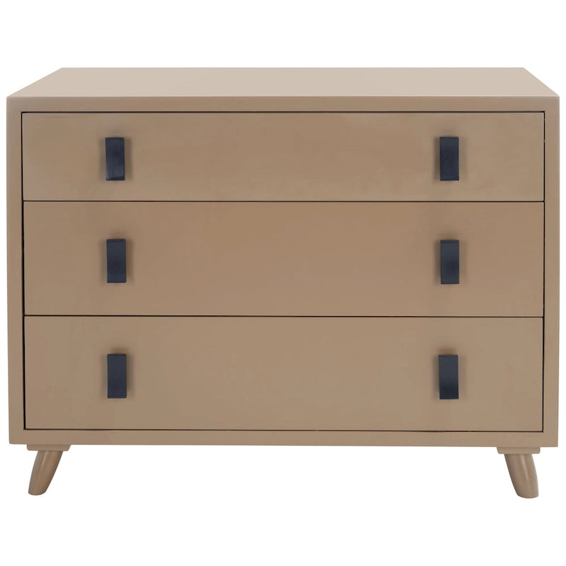 Retro-Modern 3-Drawer Storage Chest with Metal Hardware, Bedroom & Living Room