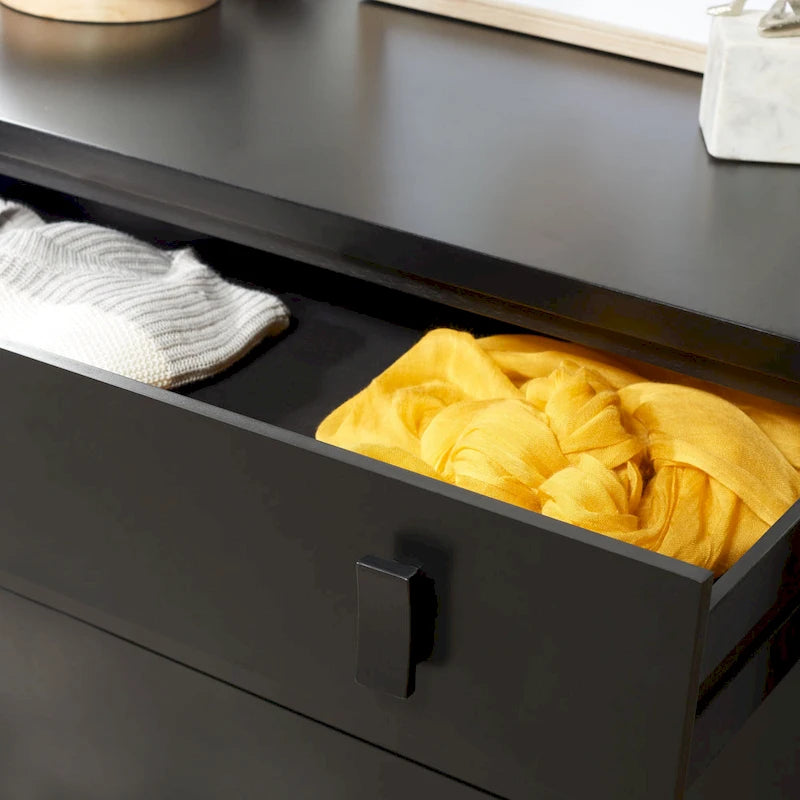 Retro-Modern 3-Drawer Storage Chest with Metal Hardware, Bedroom & Living Room
