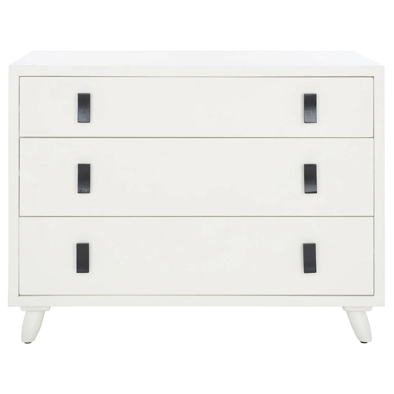 Retro-Modern 3-Drawer Storage Chest with Metal Hardware, Bedroom & Living Room