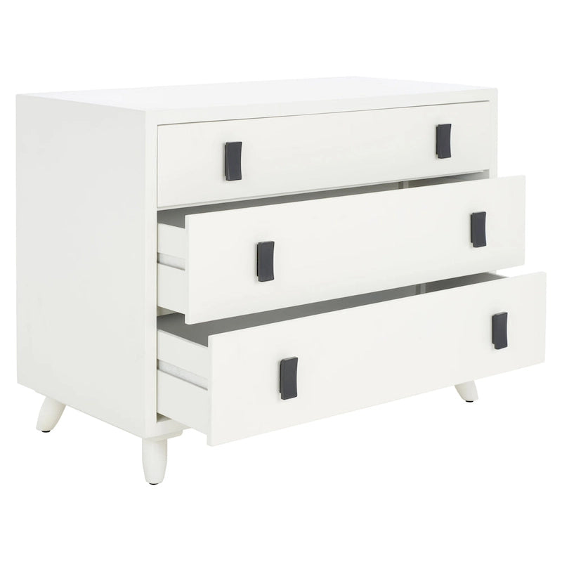 Retro-Modern 3-Drawer Storage Chest with Metal Hardware, Bedroom & Living Room