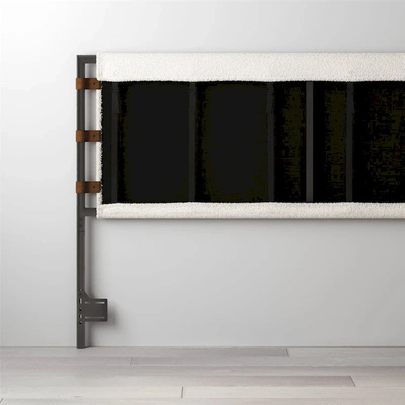 Bohemian Upholstered Headboard with Sling Panels & Matte Metal Frame