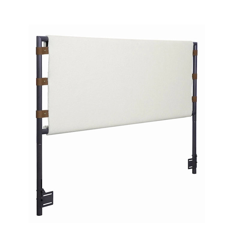 Bohemian Upholstered Headboard with Sling Panels & Matte Metal Frame