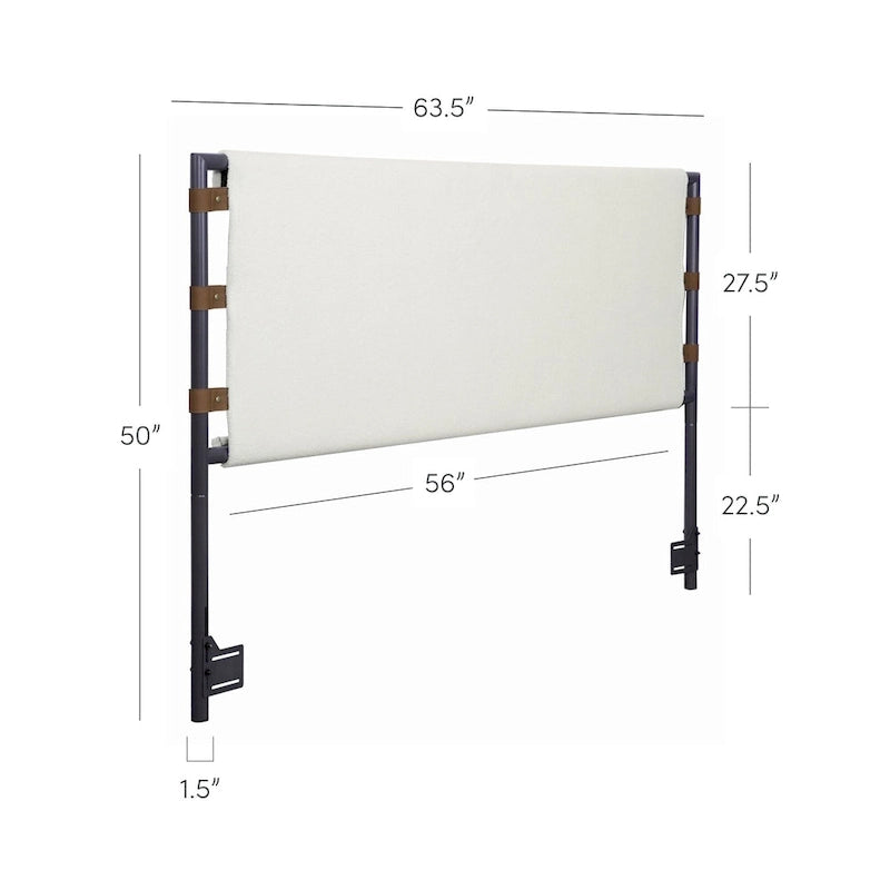Bohemian Upholstered Headboard with Sling Panels & Matte Metal Frame