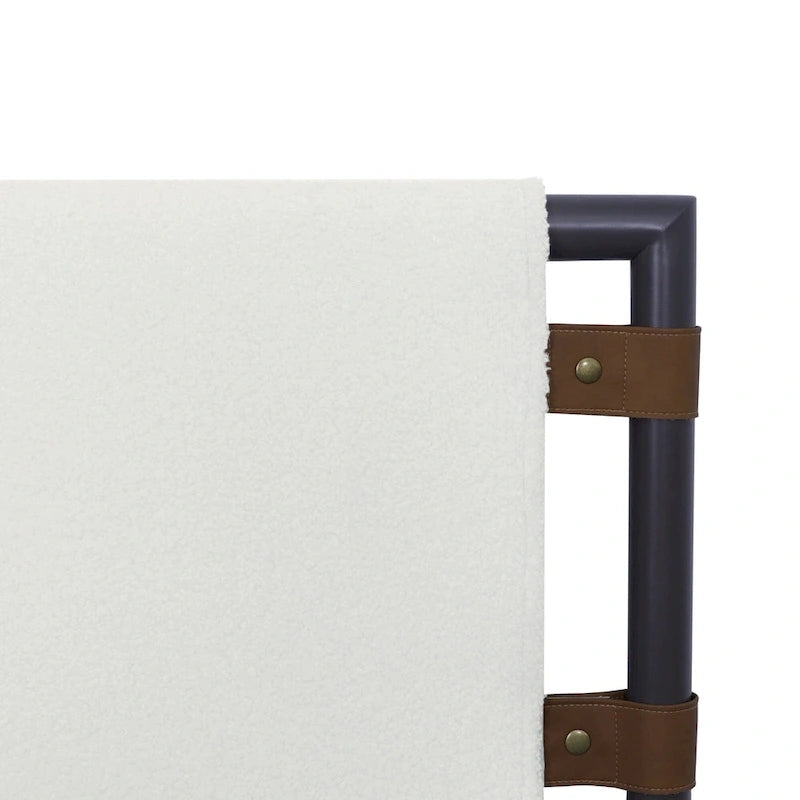 Bohemian Upholstered Headboard with Sling Panels & Matte Metal Frame