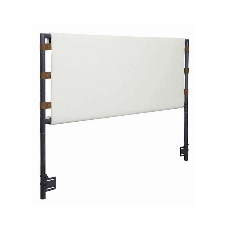 Bohemian Upholstered Headboard with Sling Panels & Matte Metal Frame