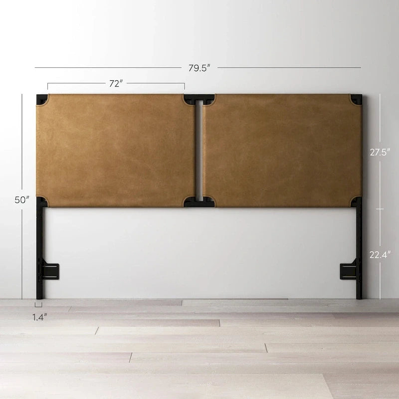 Bohemian Upholstered Headboard with Sling Panels & Matte Metal Frame