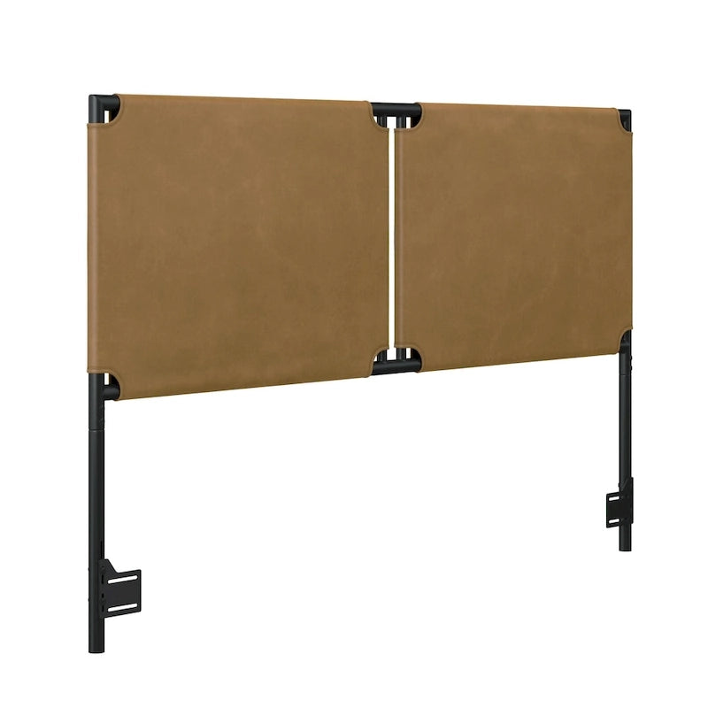 Bohemian Upholstered Headboard with Sling Panels & Matte Metal Frame