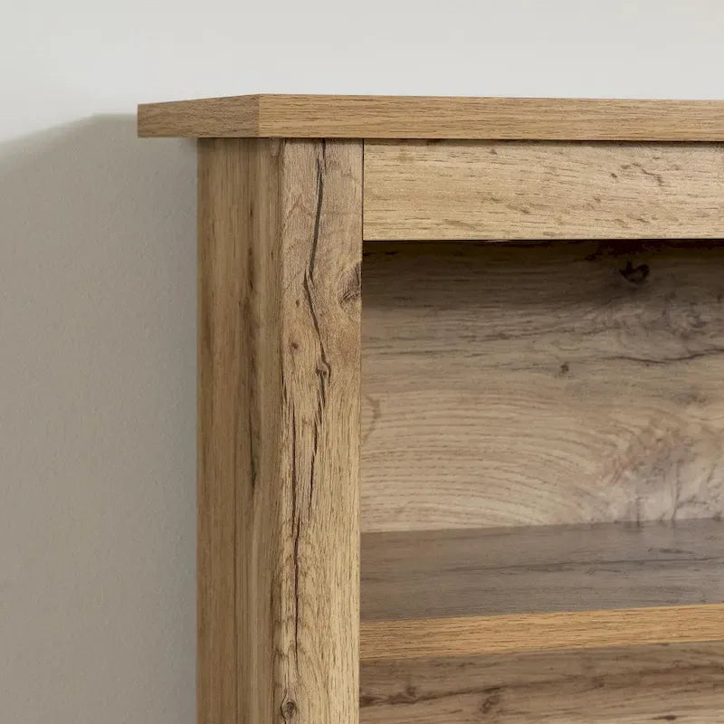Scandinavian-Style Bookcase Headboard with Open Storage & Cable Grommet, Twin