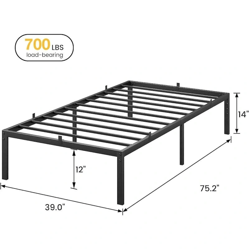 Metal Platform Bed Frame with Under-Bed Storage, Multiple Heights & Sizes