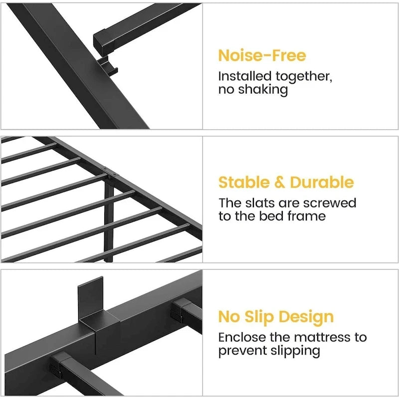 Metal Platform Bed Frame with Under-Bed Storage, Multiple Heights & Sizes