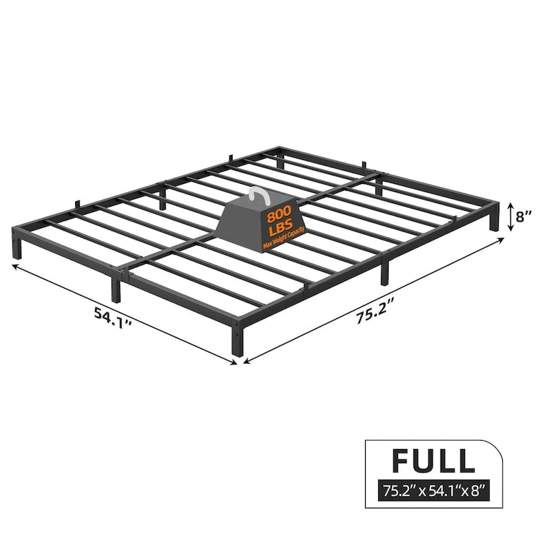 Metal Platform Bed Frame with Under-Bed Storage, Multiple Heights & Sizes