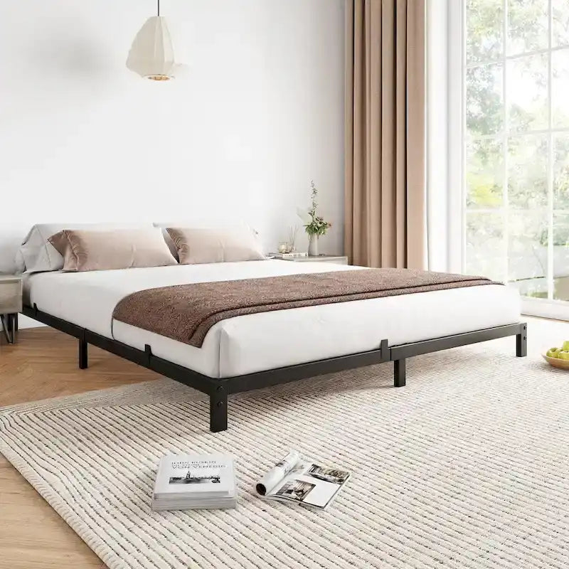 Metal Platform Bed Frame with Under-Bed Storage, Multiple Heights & Sizes