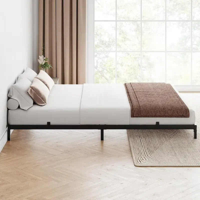 Metal Platform Bed Frame with Under-Bed Storage, Multiple Heights & Sizes